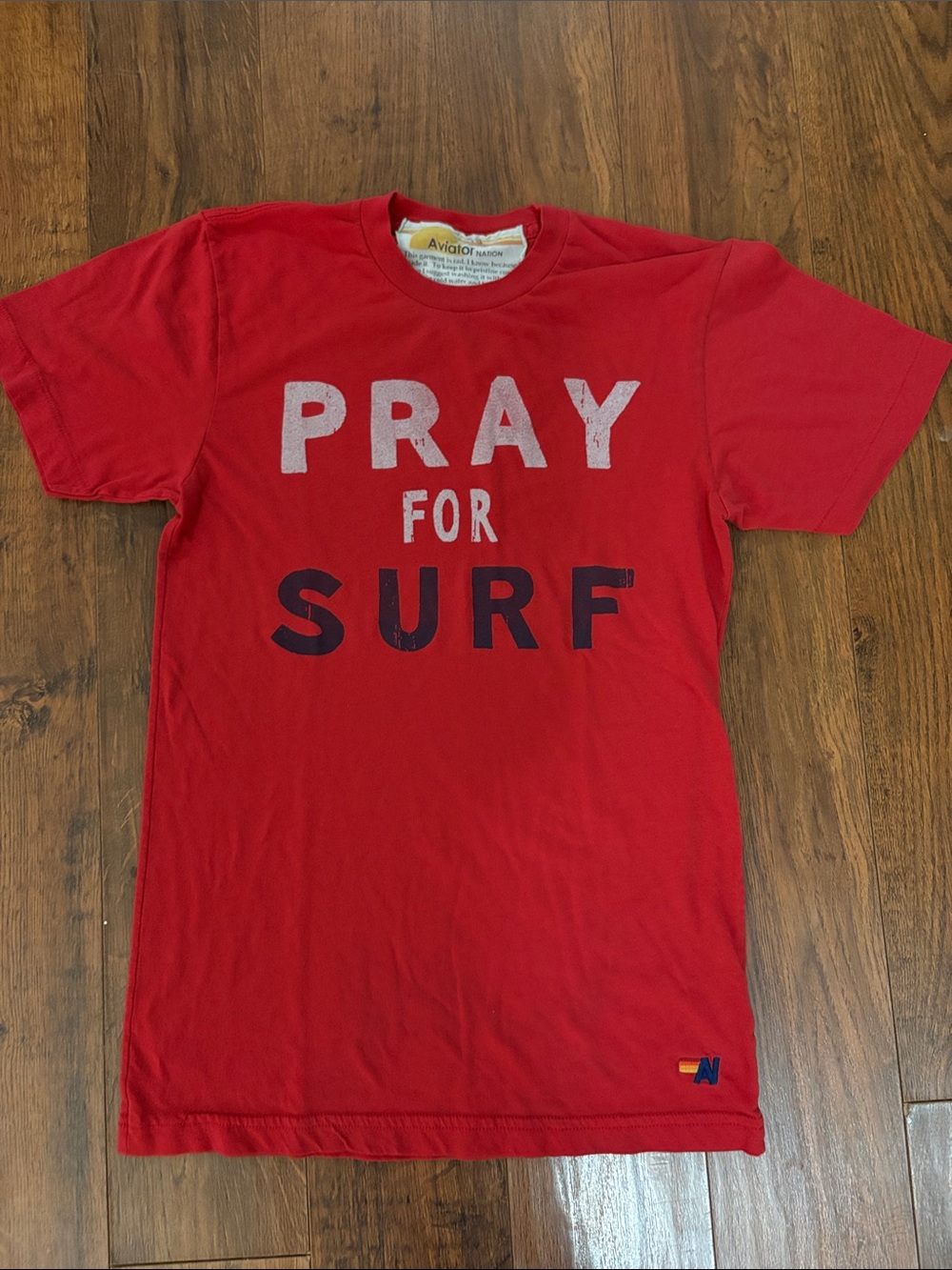 Aviator Nation Red 'Pray for Surf' Graphic Short Sleeve Tee